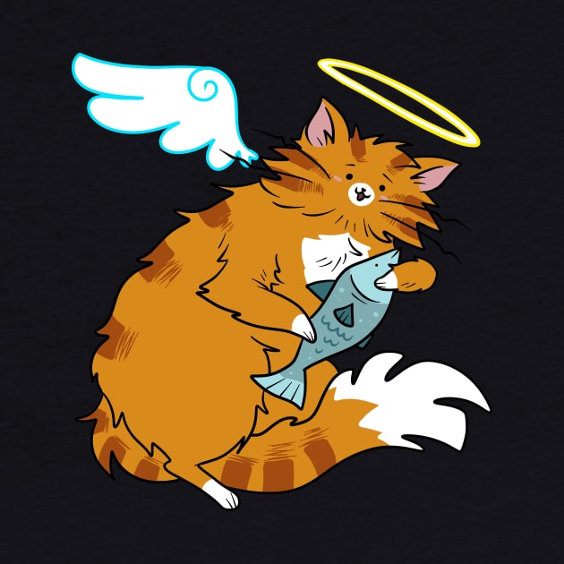 Fluffy Orange Tabby Cat Angel by saradaboru